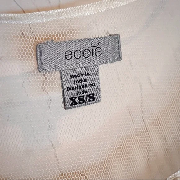 Cottagecore Ivory Sheer Mesh Crop Top Women’s S Embroidered ecote Tank - Picture 2 of 8